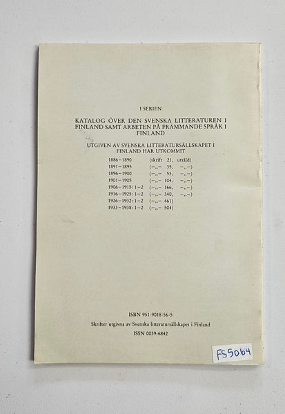 Katalog: över den svenska litteraturen 1 Finland 1939-1943