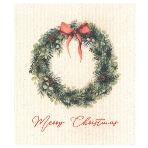 Dishcloth - Merry Christmas Wreath