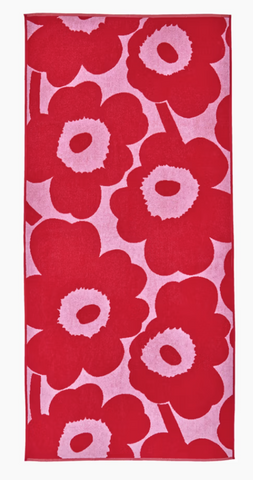 Unikko Bath Towel - Pink/Red